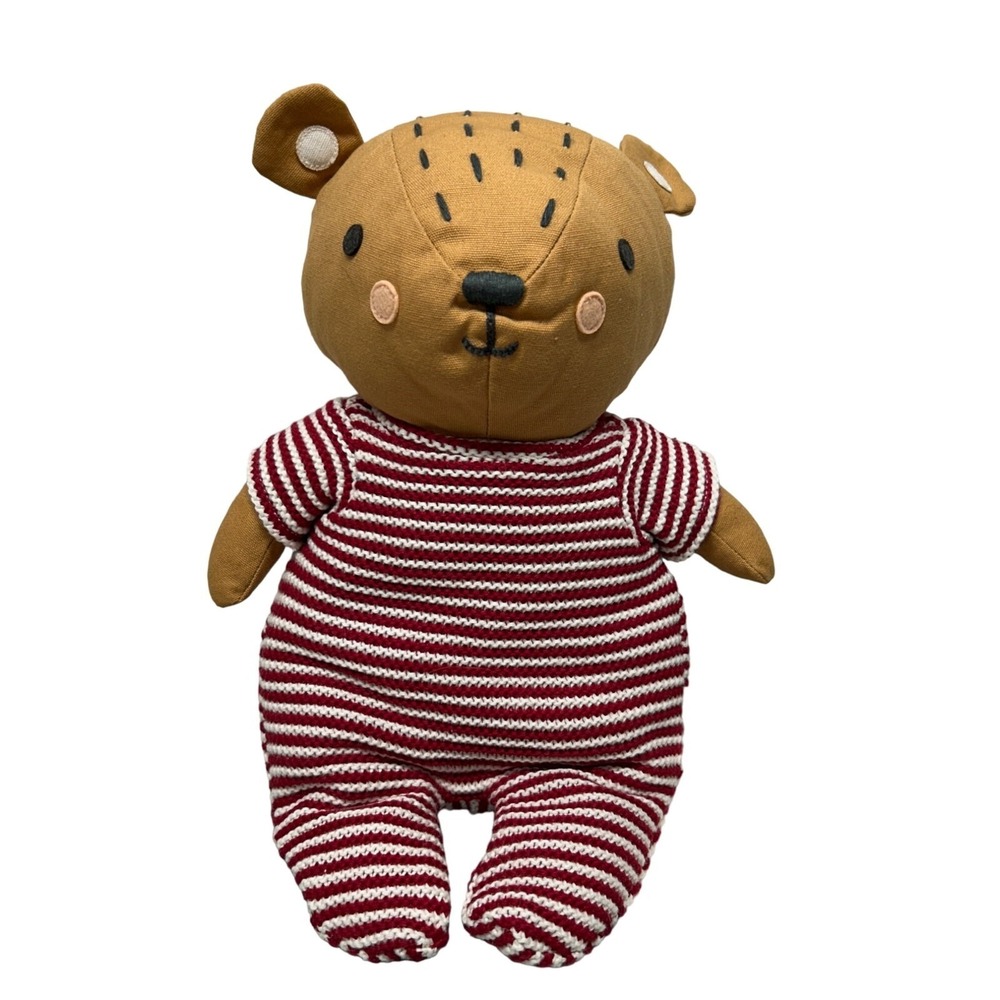 Hallmark Babies Bear Stuffed Animal Red‎ White Striped Pajamas 12" Tall Plush